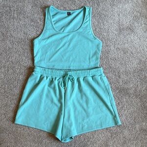 SHEIN curve crop top shorts set